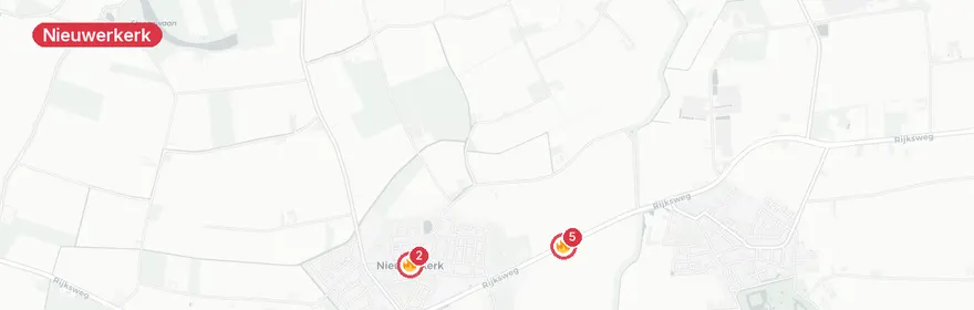 Kaart van Ongeval Rijksweg N59 Nieuwerkerk, weg afgesloten