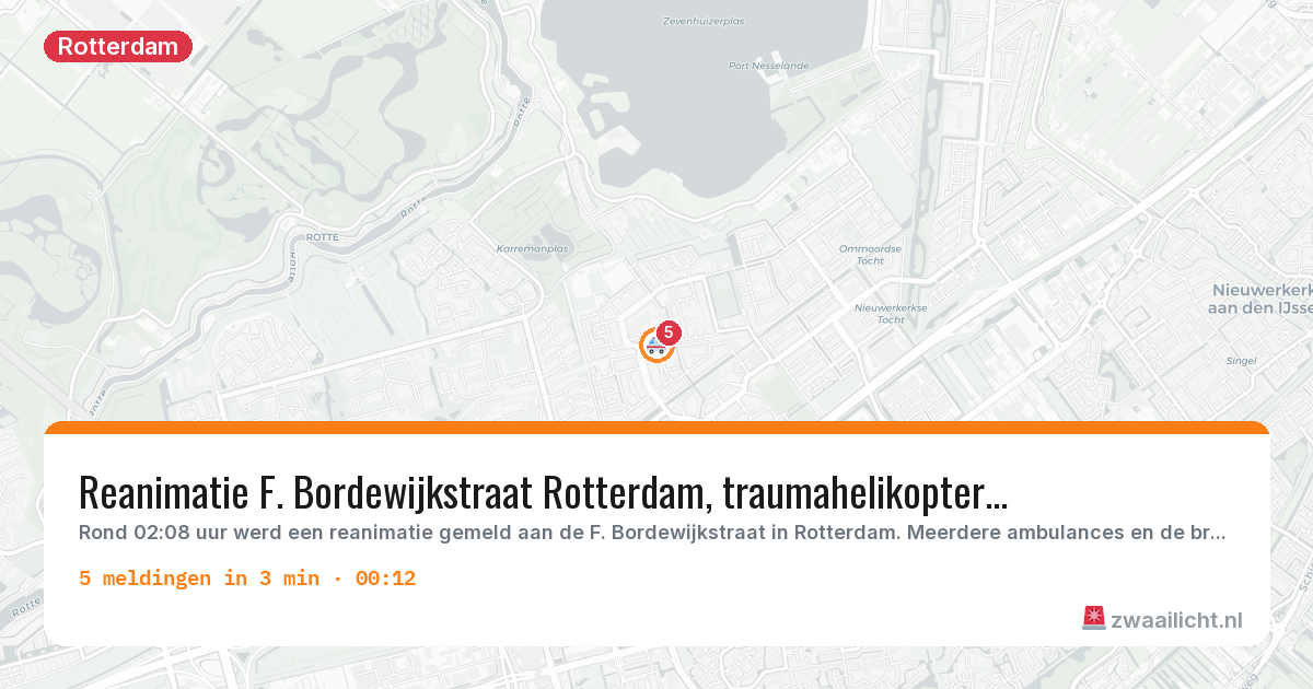 Kaart van de activiteitspiek bij Rotterdam