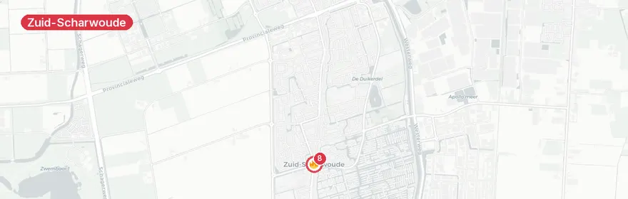 Kaart van Grote uitslaande brand huisartsenpraktijk Zuid-Scharwoude