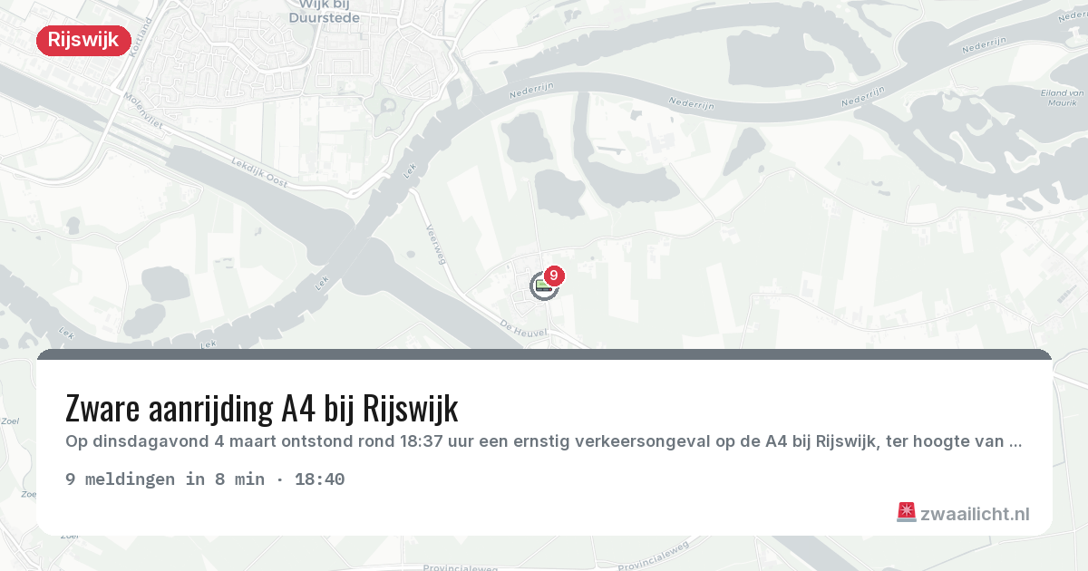 Kaart van de activiteitspiek bij Rijswijk