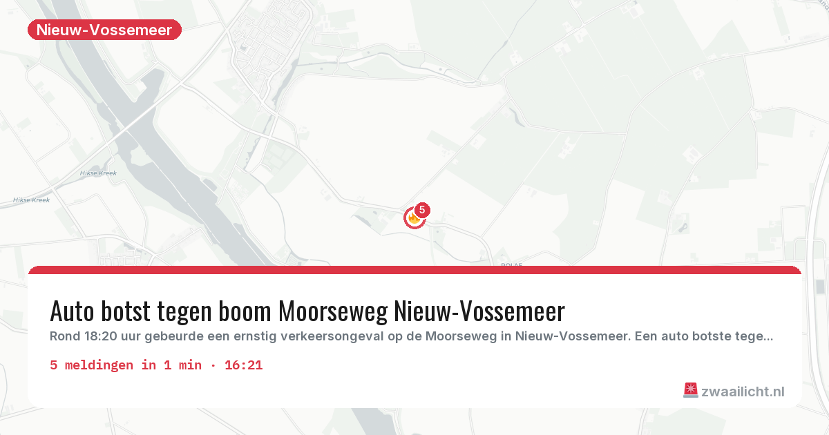 Kaart van de activiteitspiek bij Nieuw-Vossemeer