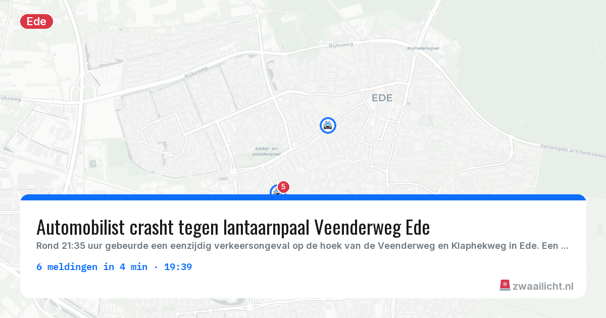 Kaart van de activiteitspiek bij Ede