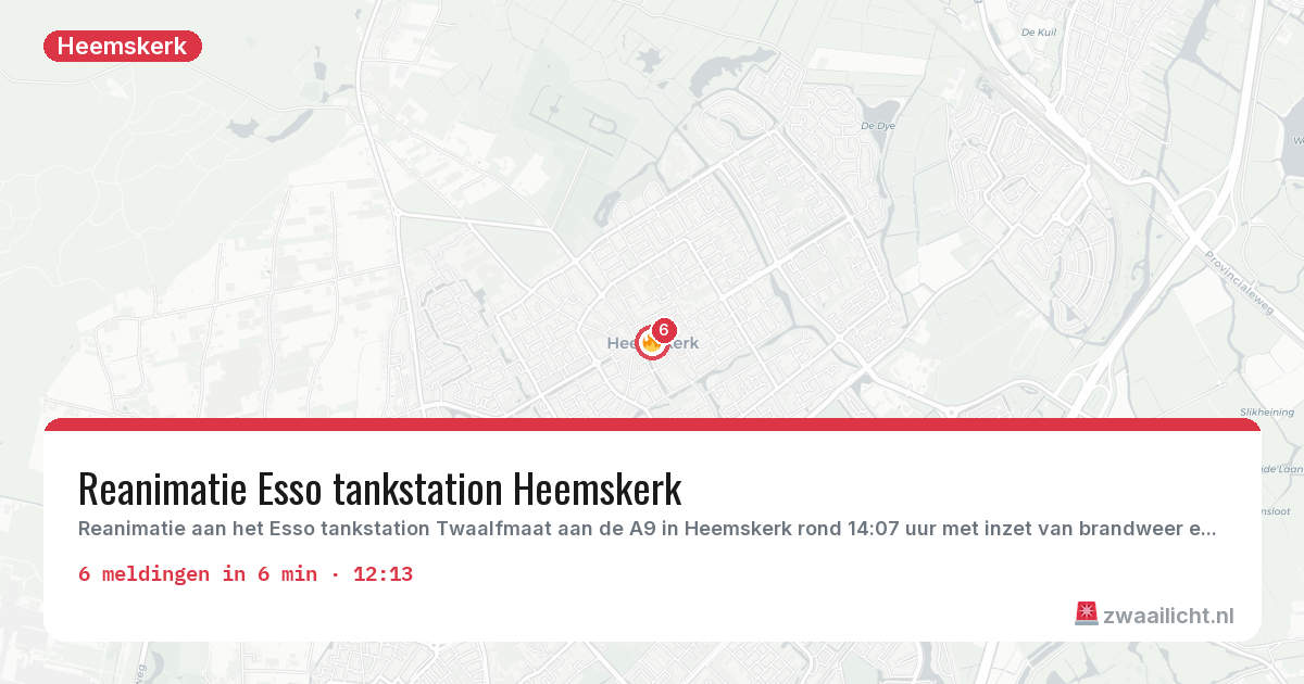 Kaart van de activiteitspiek bij Heemskerk