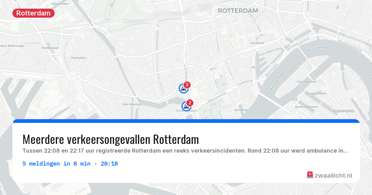 Kaart van de activiteitspiek bij Rotterdam