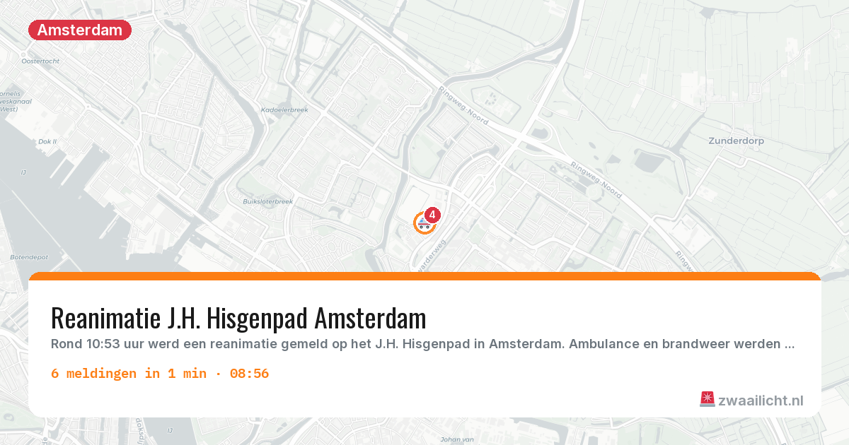 Kaart van de activiteitspiek bij Amsterdam