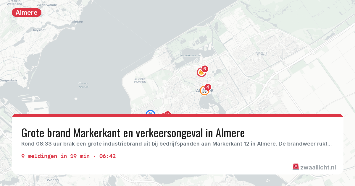 Kaart van de activiteitspiek bij Almere