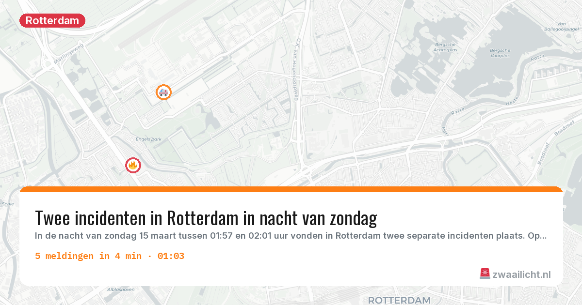 Kaart van de activiteitspiek bij Rotterdam