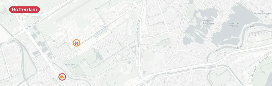 Kaart van Twee incidenten in Rotterdam in nacht van zondag