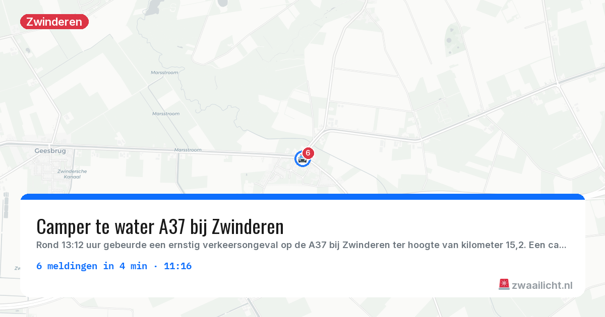 Kaart van de activiteitspiek bij Zwinderen