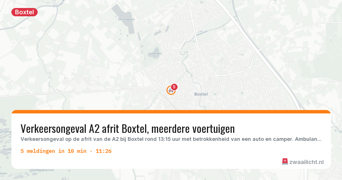 Kaart van de activiteitspiek bij Boxtel