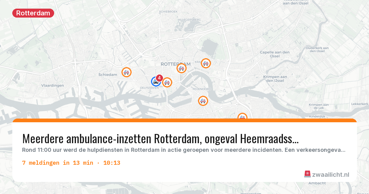 Kaart van de activiteitspiek bij Rotterdam