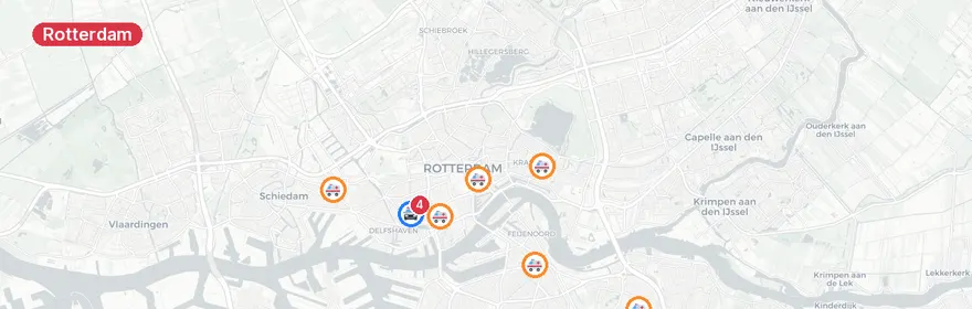 Kaart van Meerdere ambulance-inzetten Rotterdam, ongeval Heemraadss...