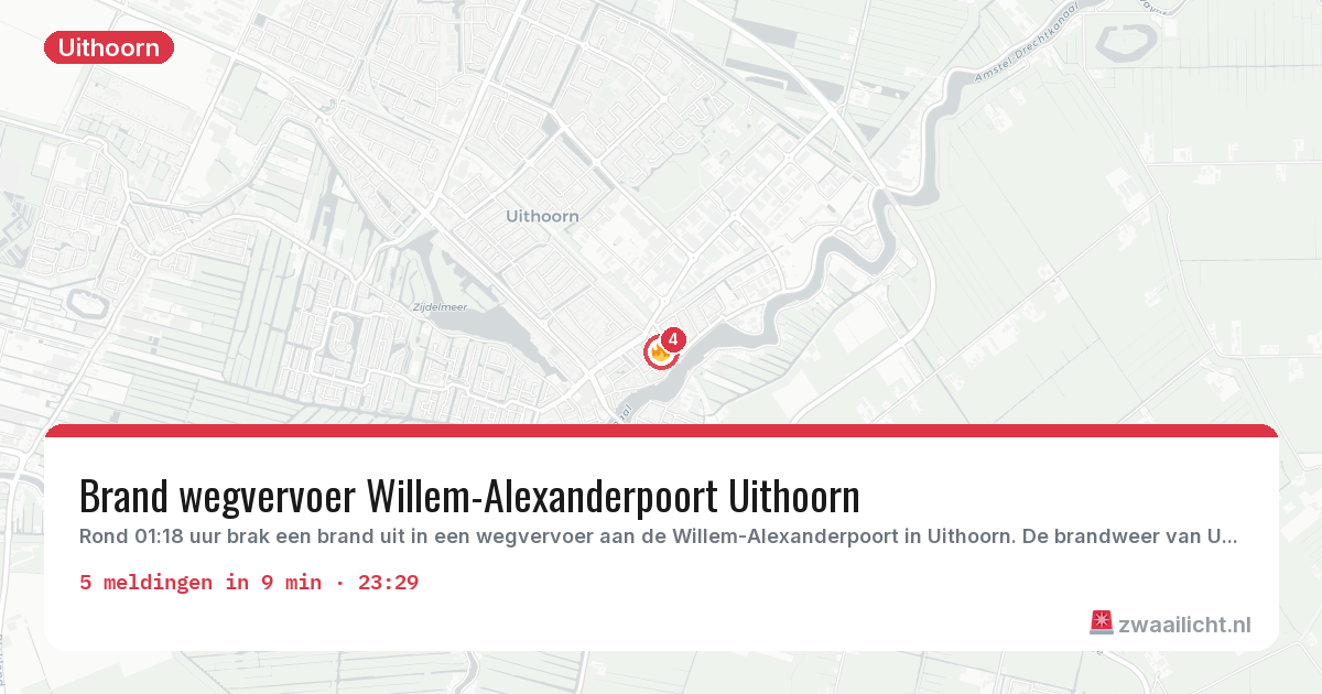 Kaart van de activiteitspiek bij Uithoorn