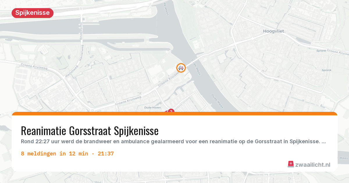 Kaart van de activiteitspiek bij Spijkenisse