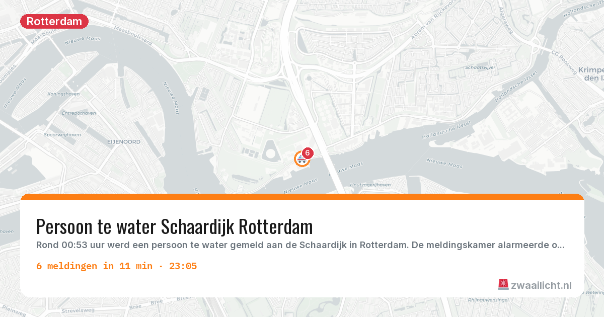 Kaart van de activiteitspiek bij Rotterdam