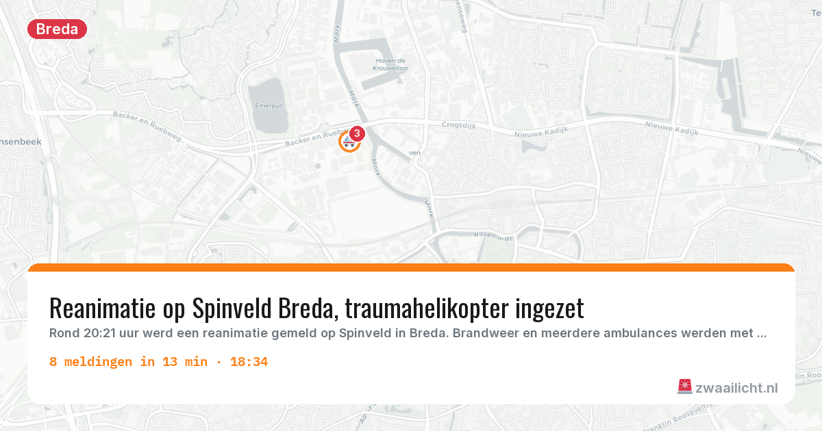 Kaart van de activiteitspiek bij Breda