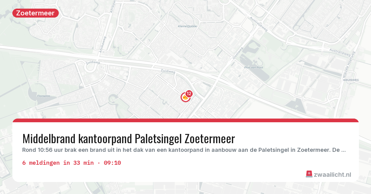 Kaart van de activiteitspiek bij Zoetermeer