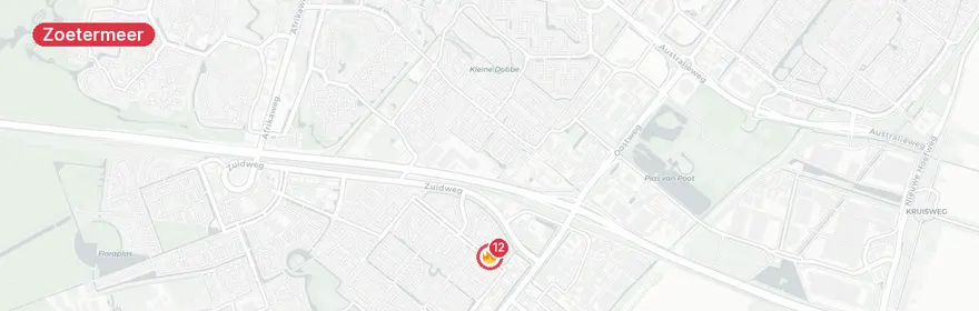 Kaart van Middelbrand kantoorpand Paletsingel Zoetermeer