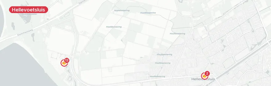 Kaart van Zeer grote brand chalet Parkweg Hellevoetsluis