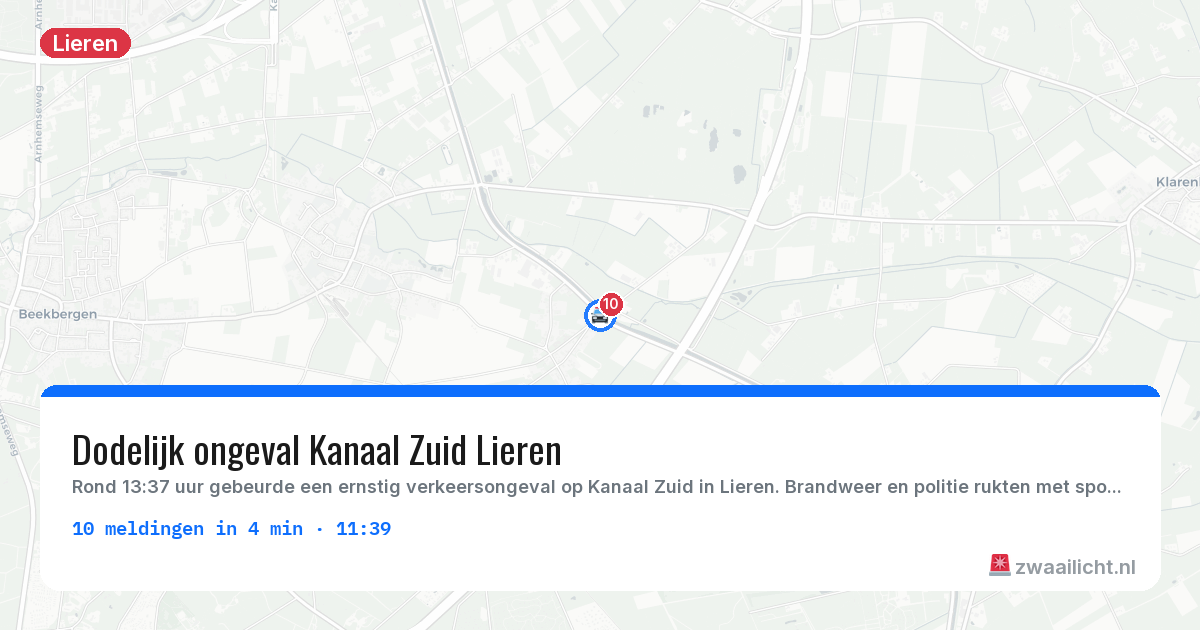 Kaart van de activiteitspiek bij Lieren