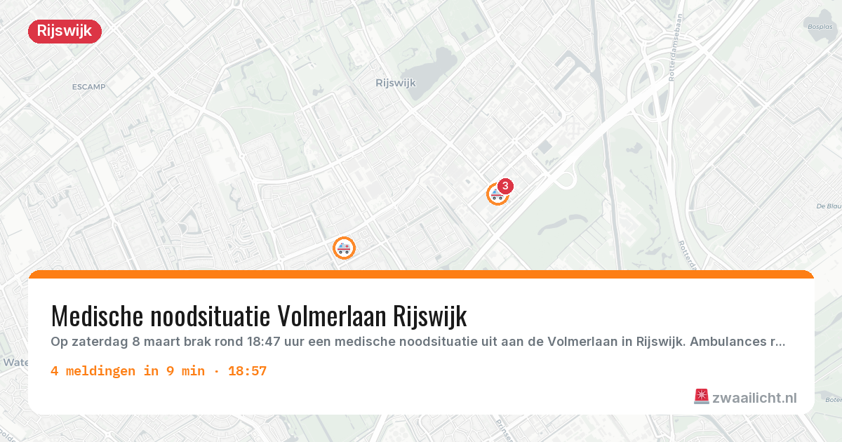 Kaart van de activiteitspiek bij Rijswijk