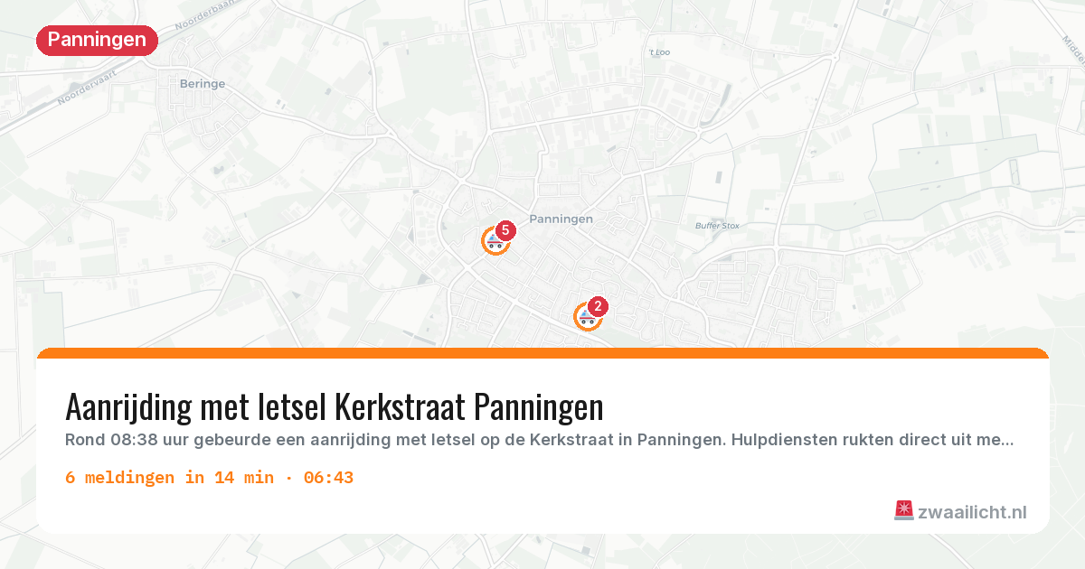 Kaart van de activiteitspiek bij Panningen