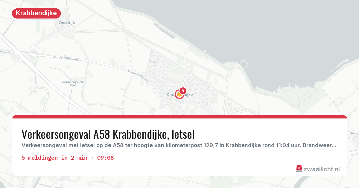 Kaart van de activiteitspiek bij Krabbendijke