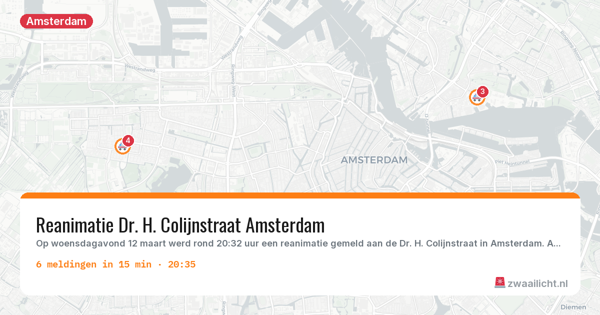 Kaart van de activiteitspiek bij Amsterdam
