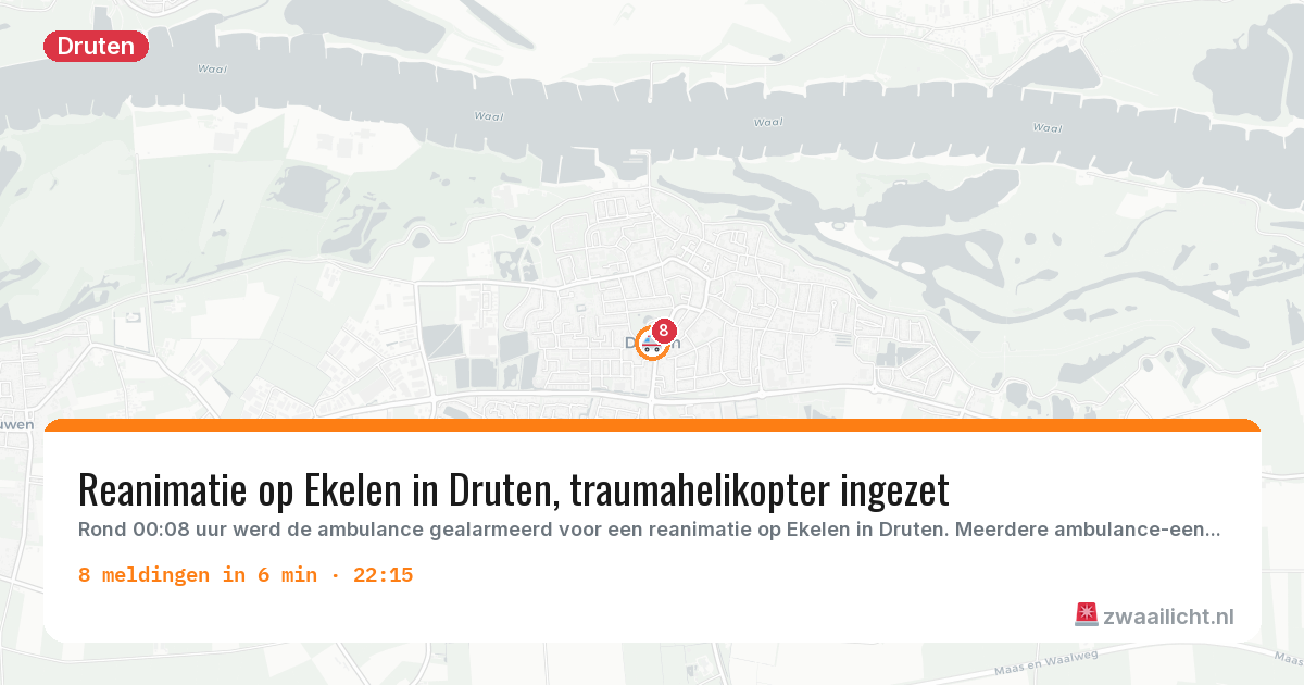 Kaart van de activiteitspiek bij Druten