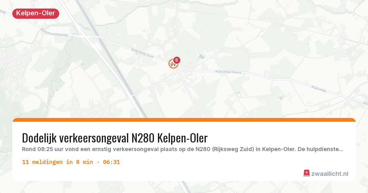 Kaart van de activiteitspiek bij Kelpen-Oler