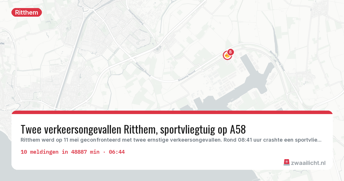 Kaart van de activiteitspiek bij Ritthem