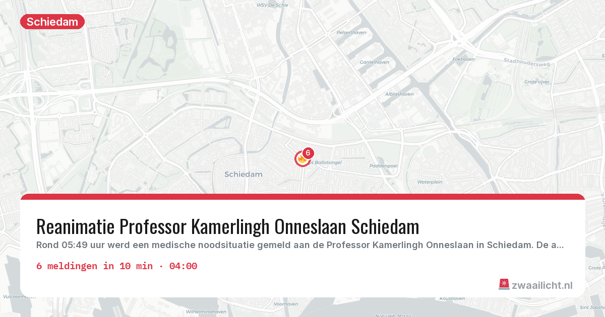 Kaart van de activiteitspiek bij Schiedam