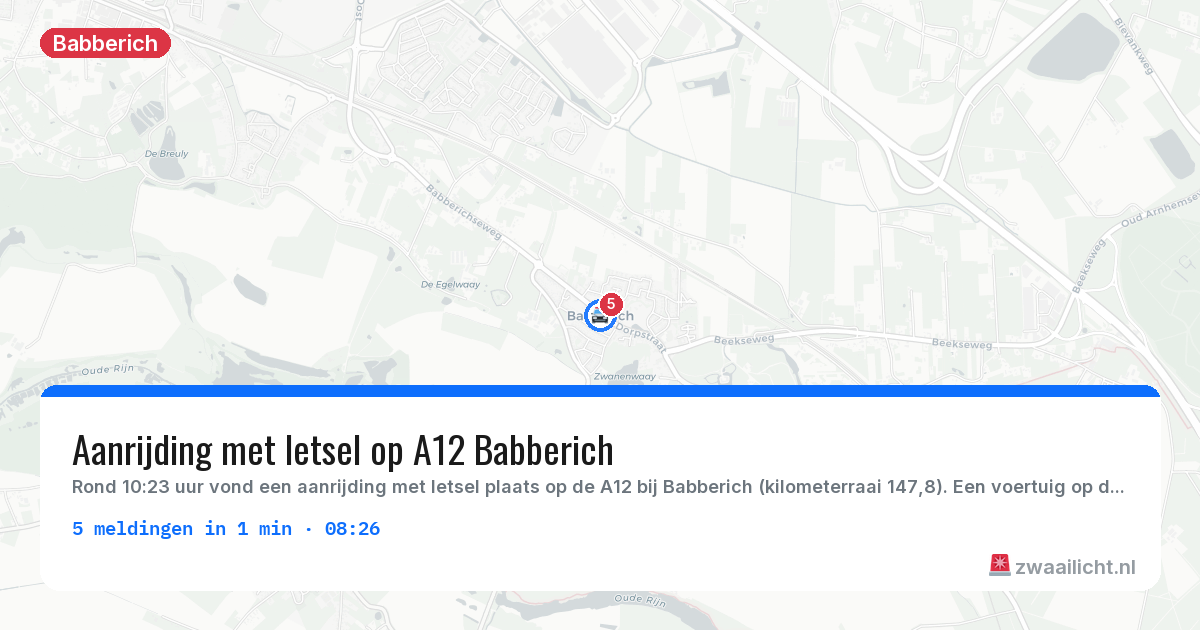 Kaart van de activiteitspiek bij Babberich