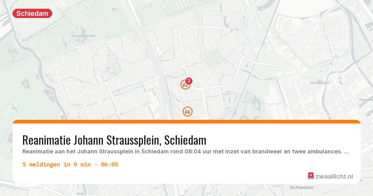 Kaart van de activiteitspiek bij Schiedam