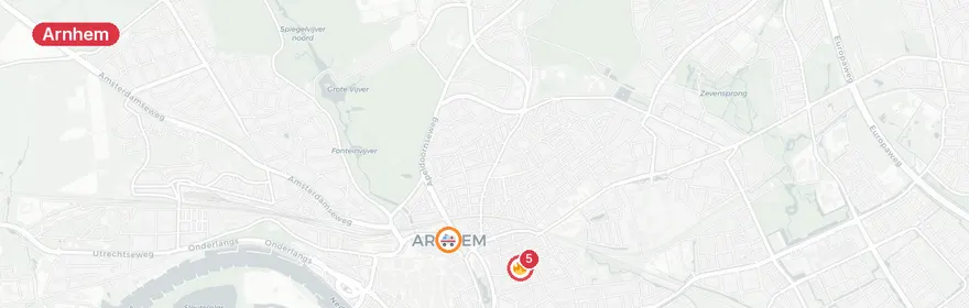 Kaart van Woningbrand Spijkerstraat Arnhem, asbest vrijgekomen