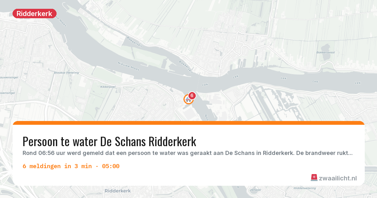 Kaart van de activiteitspiek bij Ridderkerk