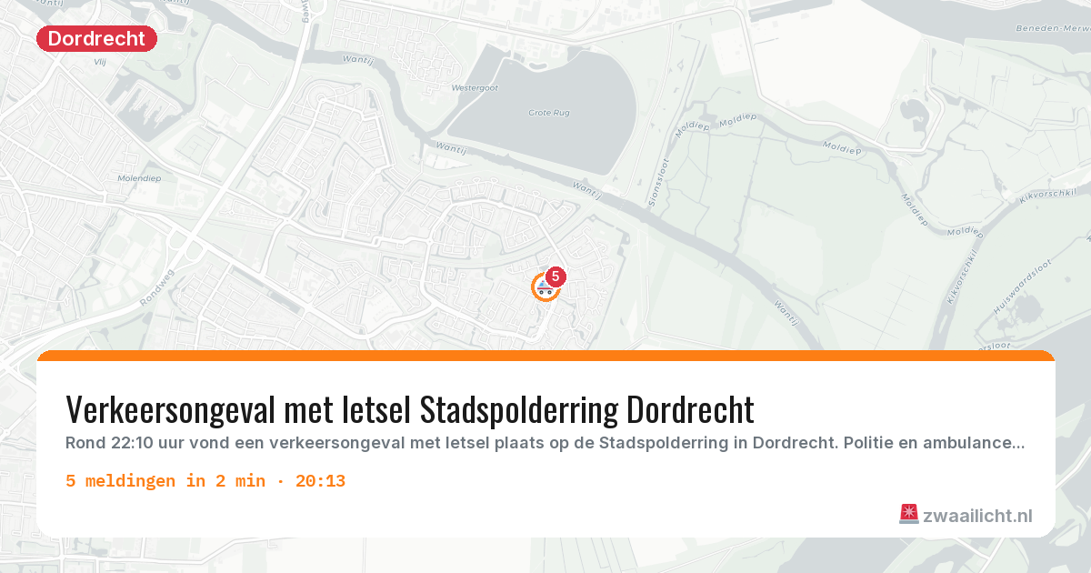Kaart van de activiteitspiek bij Dordrecht