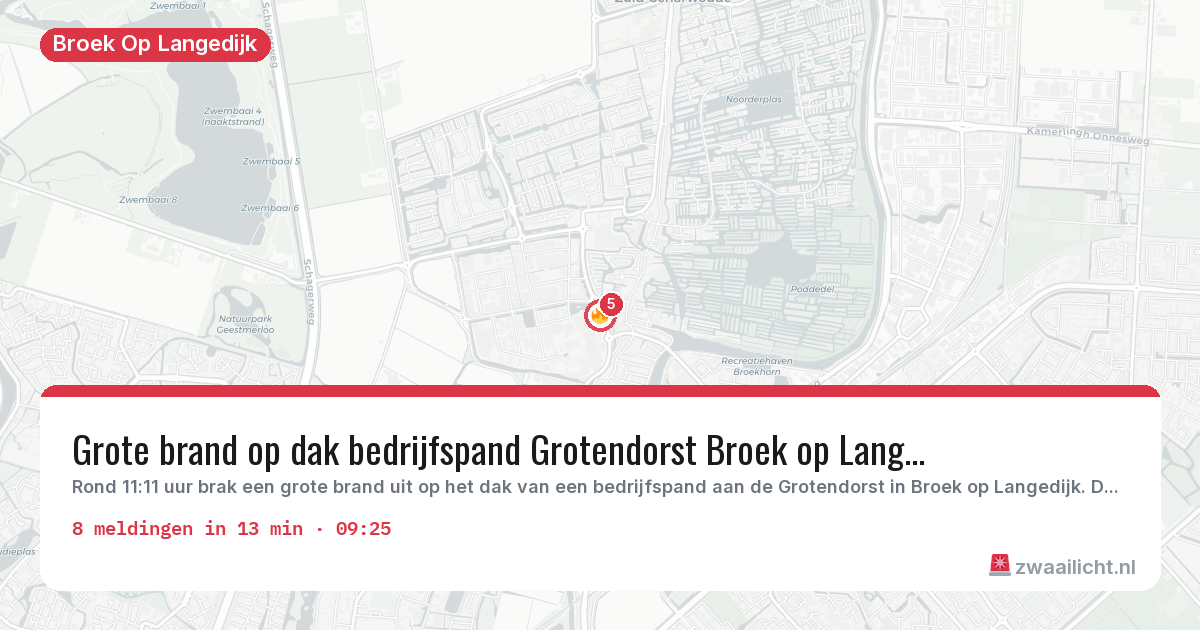 Kaart van de activiteitspiek bij Broek Op Langedijk