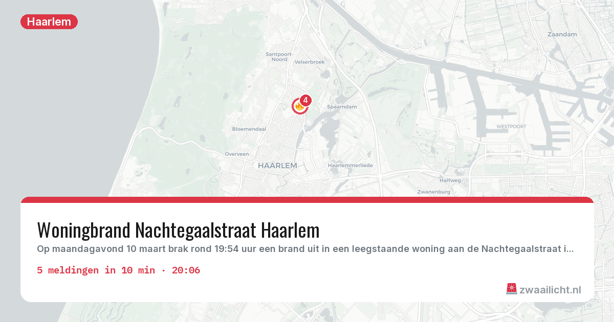 Kaart van de activiteitspiek bij Haarlem
