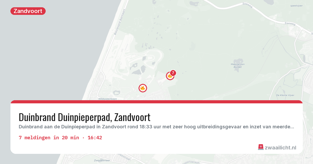Kaart van de activiteitspiek bij Zandvoort