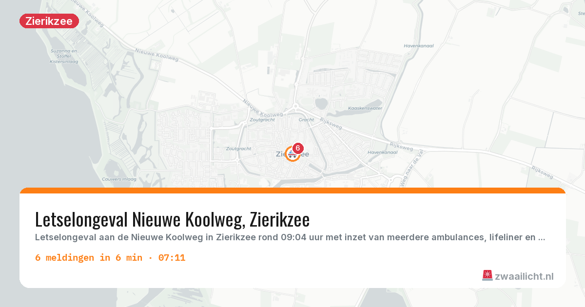 Kaart van de activiteitspiek bij Zierikzee