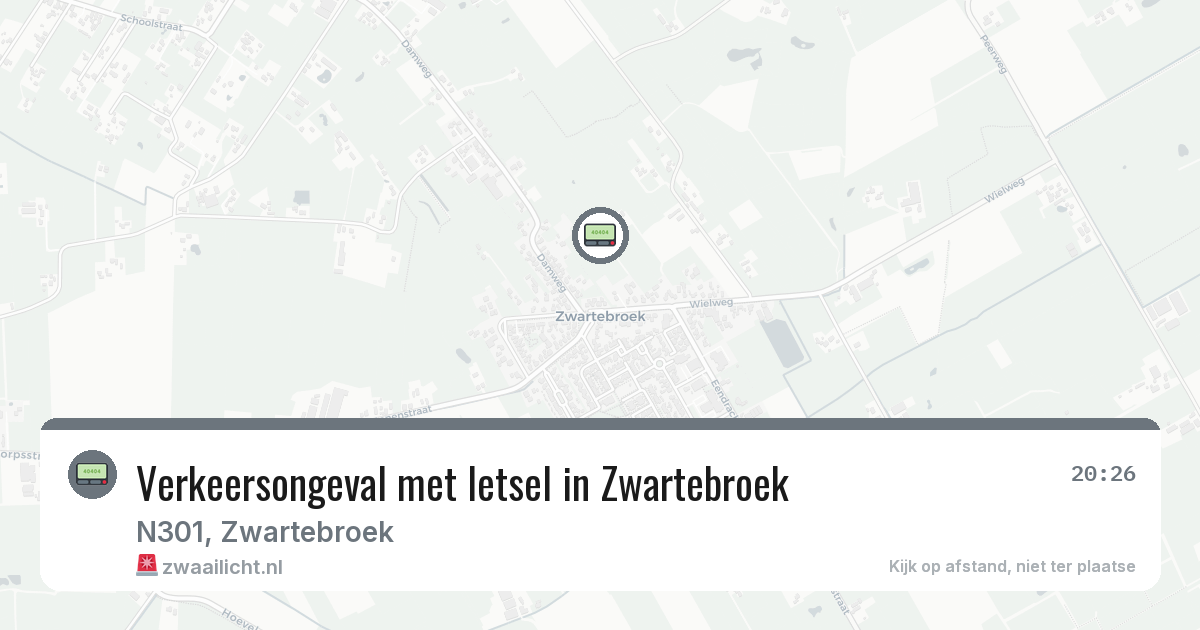 Verkeersongeval met letsel in Zwartebroek — 5 aug 2026