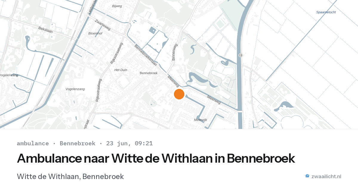 Ambulance naar Witte de Withlaan in Bennebroek — 23 jun 2026