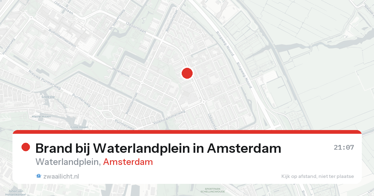 Brand bij Waterlandplein in Amsterdam — 15 aug 2026