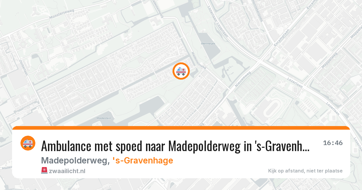 Ambulance met spoed naar Madepolderweg in 's-Gravenhage — 27 jun 2026