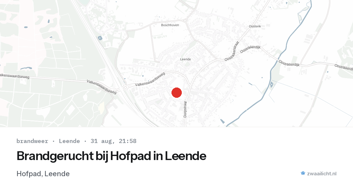 Brandgerucht bij Hofpad in Leende — 31 aug 2026