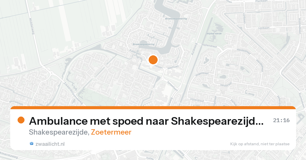 Ambulance met spoed naar Shakespearezijde in Zoetermeer — 20 aug 2026