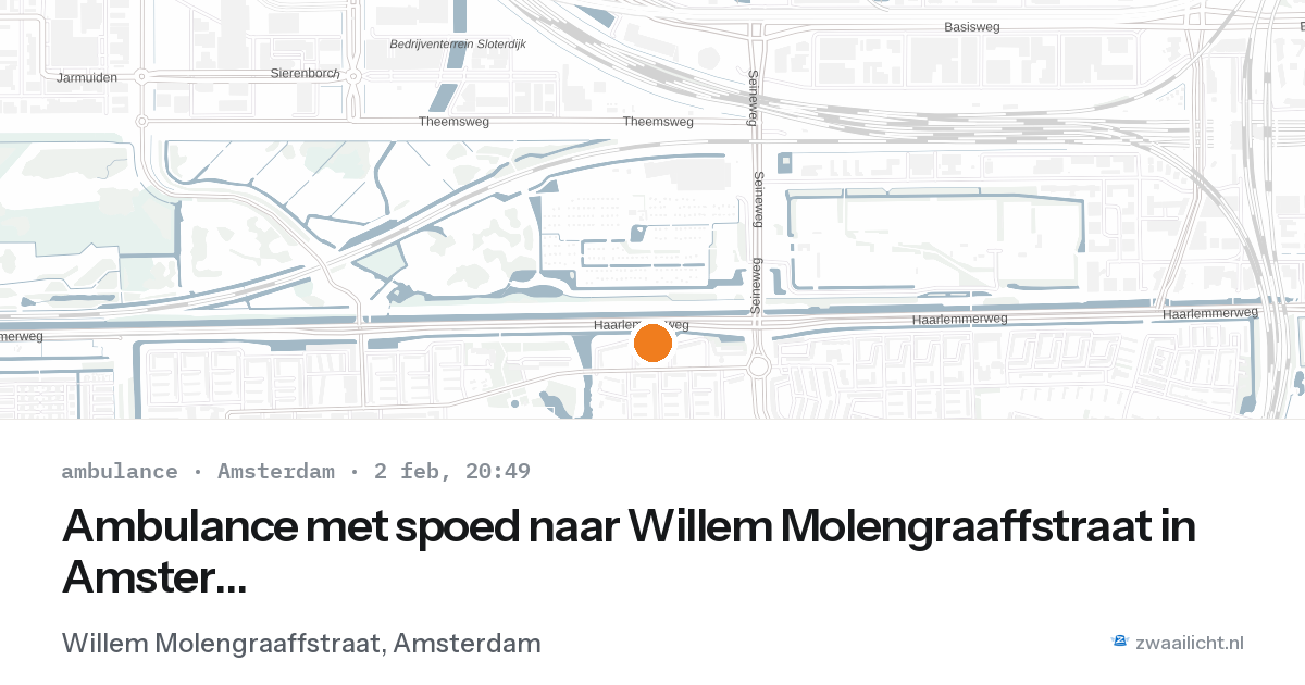 Ambulance met spoed naar Willem Molengraaffstraat in Amsterdam — 2 feb 2026