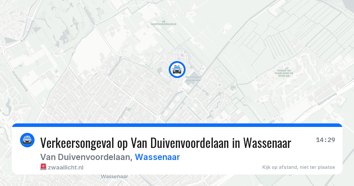 Verkeersongeval op Van Duivenvoordelaan in Wassenaar — 1 jul 2026