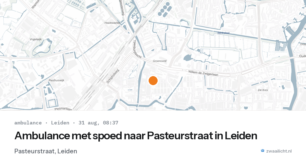 Ambulance met spoed naar Pasteurstraat in Leiden — 31 aug 2026